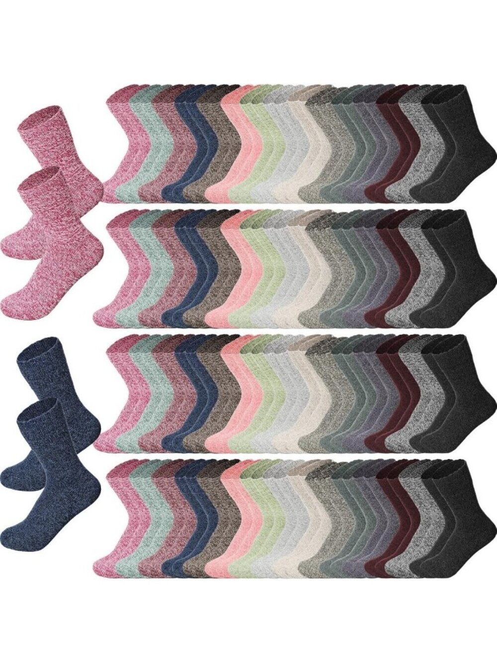 50 Pairs Warm Wool Socks for Women & Men - Thick Knit Thermal Winter Gift Set